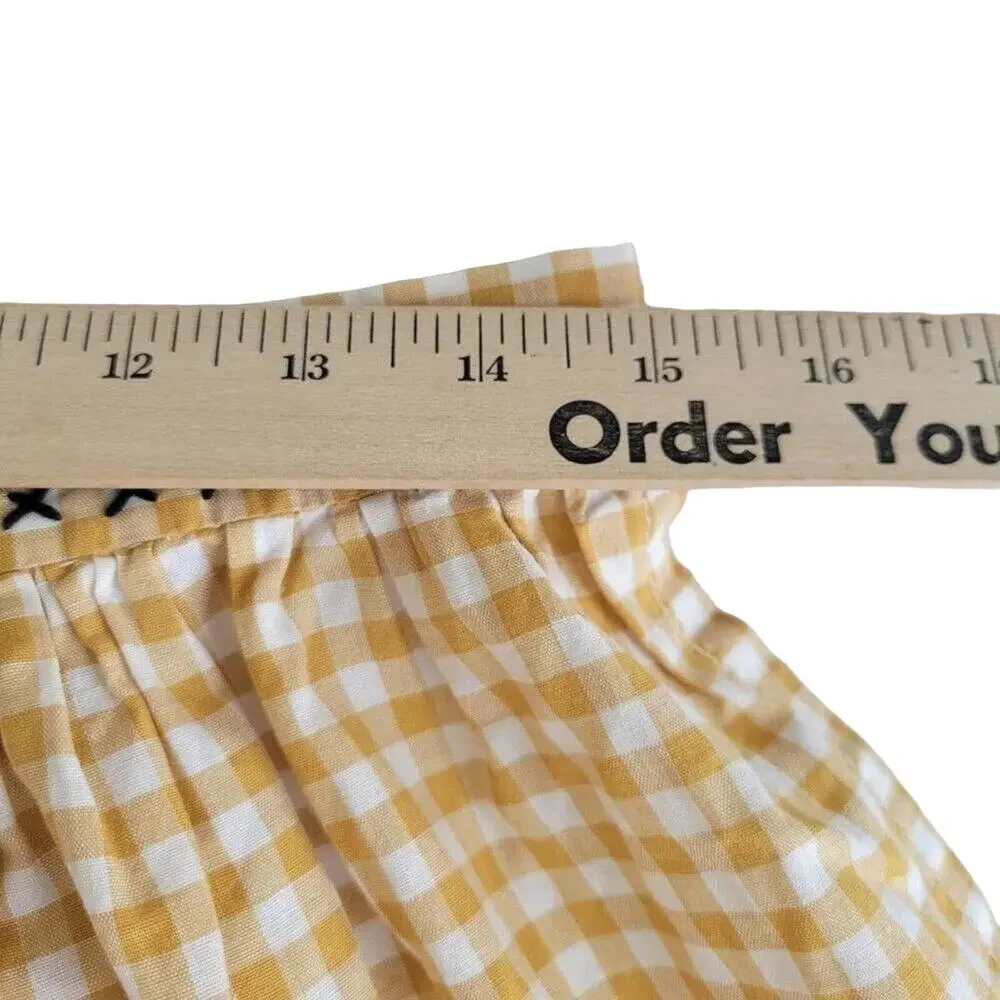 Handmade Black Stitched Yellow Gingham Apron One Size